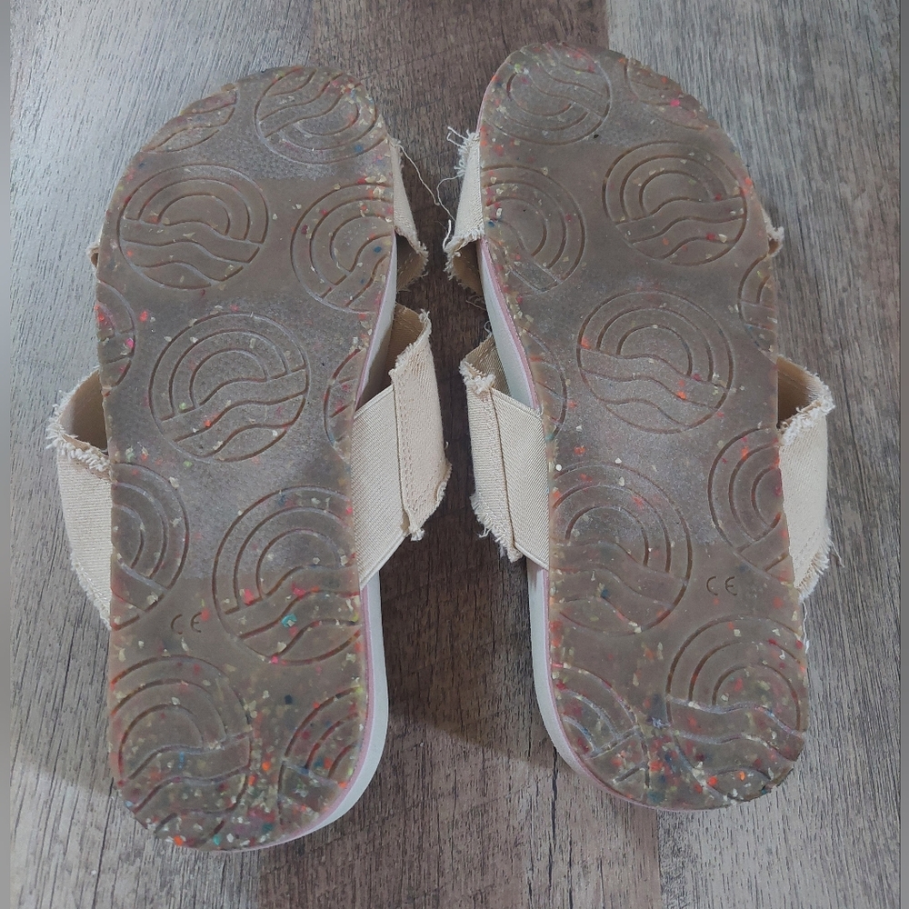 Vionic Panama Sandals Womens Sz 8 Cream Cross Strap Comfort Wedge Slide Beach - Picture 12 of 12